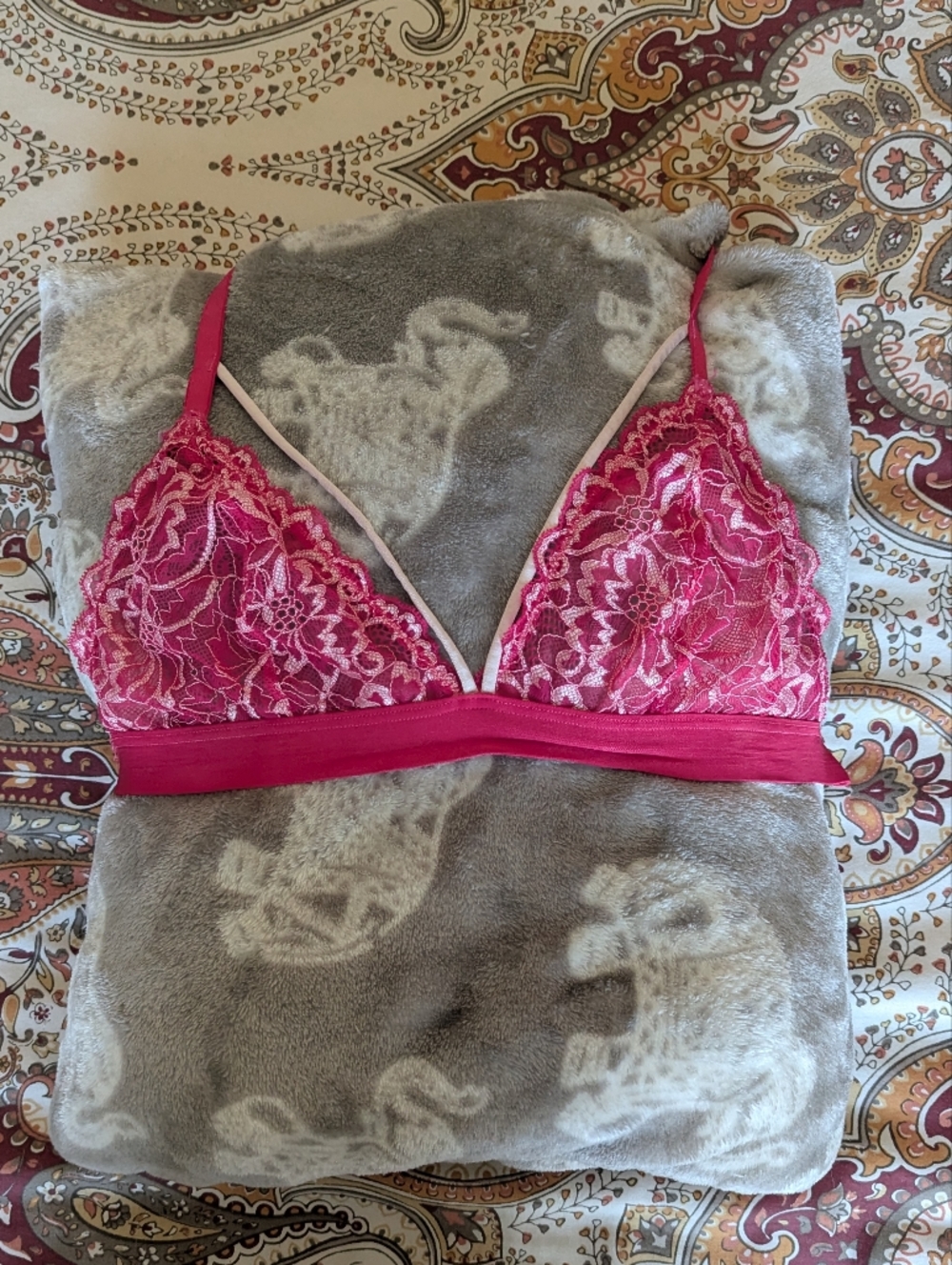 Strappy Pink Lace Bralette